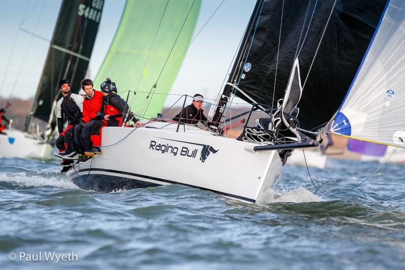Raging Bull on 2017 Hamble Winter Series week 8 photo copyright Paul Wyeth / www.pwpictures.com taken at Hamble River Sailing Club and featuring the IRC class
