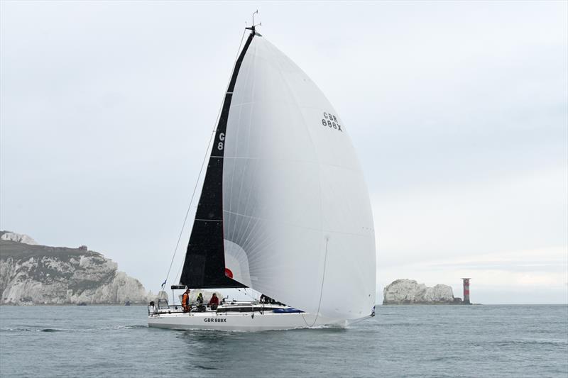 GBR888X passes The Needles in the Lonely Rock Race photo copyright Rick Tomlinson / www.rick-tomlinson.com taken at  and featuring the IRC class