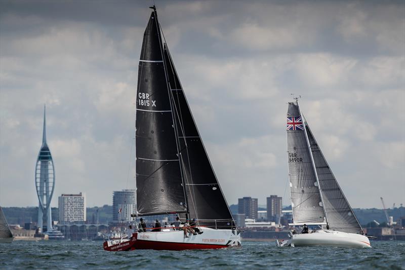 A light north easterly breeze freshened as the fleet passed Portsmouth in the 2021 De Guingand Bowl Race - photo © Paul Wyeth / RORC
