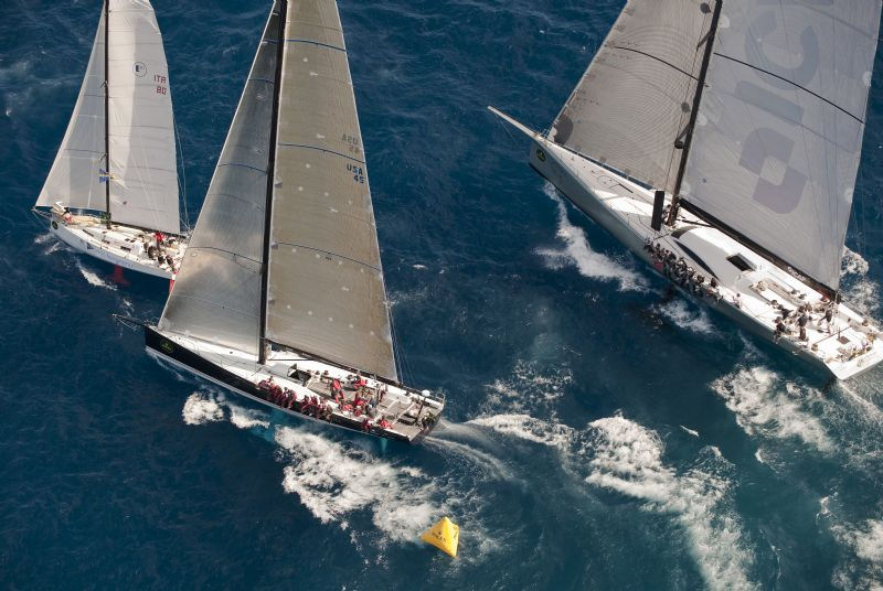 Bella Mente, ICAP Leopard and Este 40 rounding the first mark of the 30th Rolex Middle Sea Race off Grand Harbour photo copyright Kurt Arrigo / Rolex taken at Royal Malta Yacht Club and featuring the IRC class