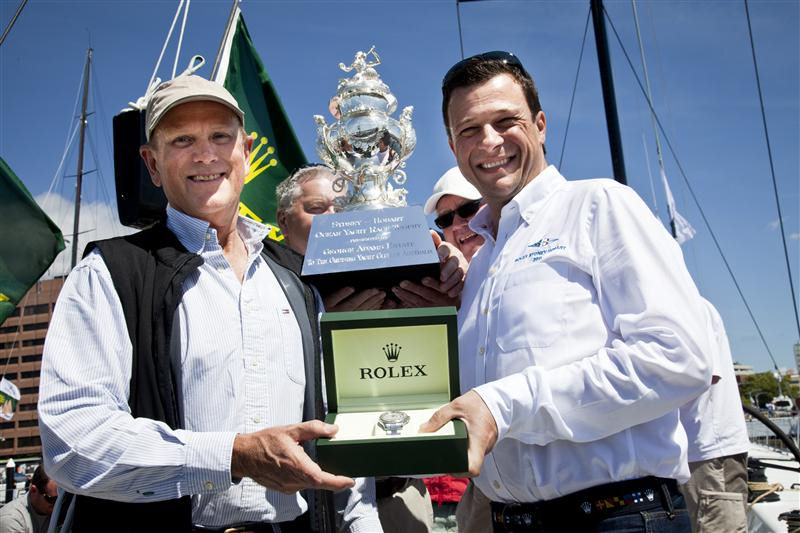 Stephen Ainsworth, owner of Loki, overall handicap winner, with Patrick Boutellier, Rolex Australia after the 67th Rolex Sydney Hobart Yacht Race photo copyright Daniel Forster / Rolex taken at  and featuring the IRC class