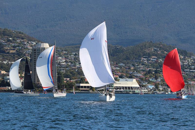 Hobart's Combined Clubs fleet racing on the Derwent on Saturday - 2018 Combined Clubs Summer Pennant Series - photo © Peter Watson