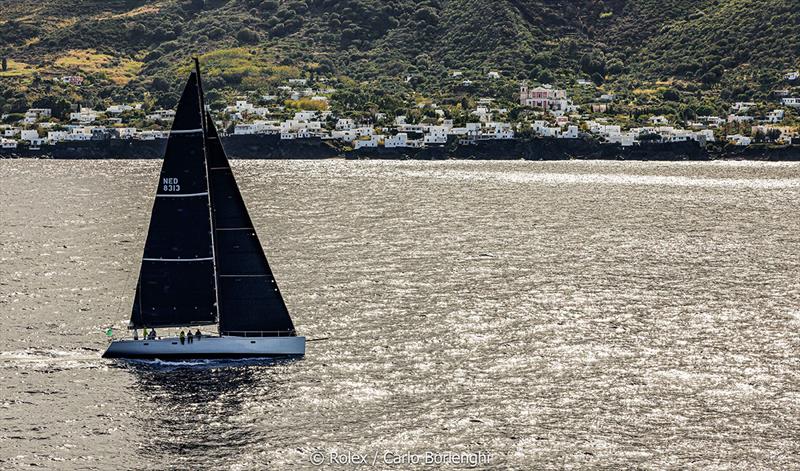 Rolex Middle Sea Race  -  Aragon; Sail nÂ°: NED 8313; Model: Marten 72; Entrant: Andries Verder / Arco Van Nieuwland; Country: NED; Skipper: Wouter Roos; Loa: 22; IRC: Class 1; ORC: Class 1; MH:passage Aeolian Island photo copyright Rolex / Carlo Borlenghi taken at Royal Malta Yacht Club and featuring the IRC class