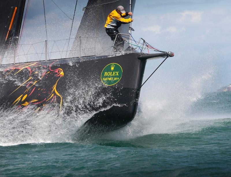 Ian Walker-skippered VO70 Abu Dhabi Ocean Racing which romped round the course in record time in 2011 photo copyright Daniel Forster / Rolex taken at Royal Ocean Racing Club and featuring the IRC class