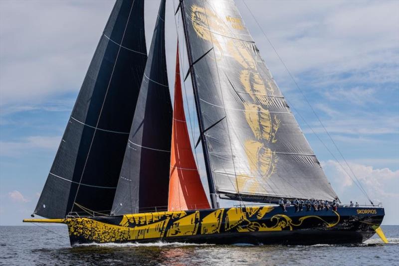 Skorpios resembles a VO70 until you notice how tiny her crew appear photo copyright Eva-Stina Kjellman taken at Royal Ocean Racing Club and featuring the IRC class