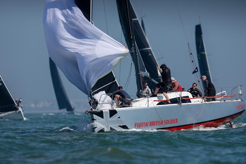 The Army Sailing Association's Sun Fast 3600 Fujitsu British Soldier, skippered by Henry Foster, on day 2 of the RORC Easter Challenge photo copyright Paul Wyeth / www.pwpictures.com taken at Royal Ocean Racing Club and featuring the IRC class