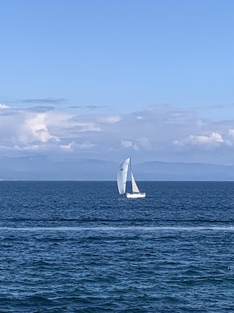 Wild Haggis coming in for line honours in the third ISORA 2023 Welsh Coastal Race in Pwllheli photo copyright Jules Ashworth taken at Pwllheli Sailing Club and featuring the IRC class