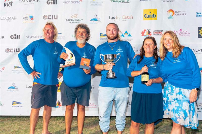 Ocean Tribute - Guy Chester's team on his Crowther Trimaran from Australia win the Multihull class - Antigua Sailing Week photo copyright Visual Echo taken at Antigua Yacht Club and featuring the IRC class