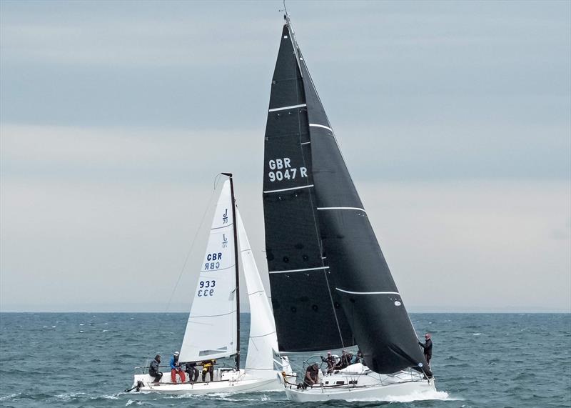 Mojito, ducking back over the start line next to Sgrech Bach photo copyright Angela Jenkinson taken at Pwllheli Sailing Club and featuring the IRC class
