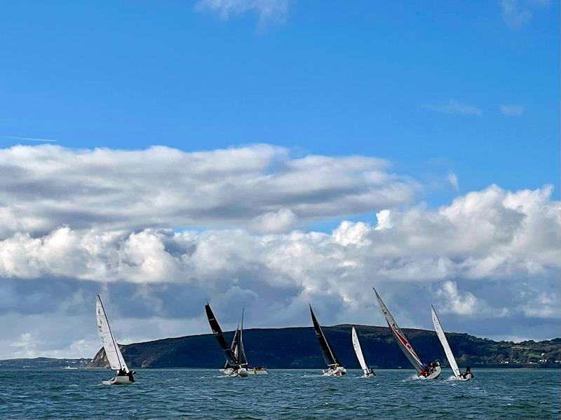 Mojito rounding the windward mark ahead of Lightening and Panache - Pwllheli Autumn Challenge Series week 4 photo copyright Rebecca Warren taken at Plas Heli Welsh National Sailing Academy and featuring the IRC class