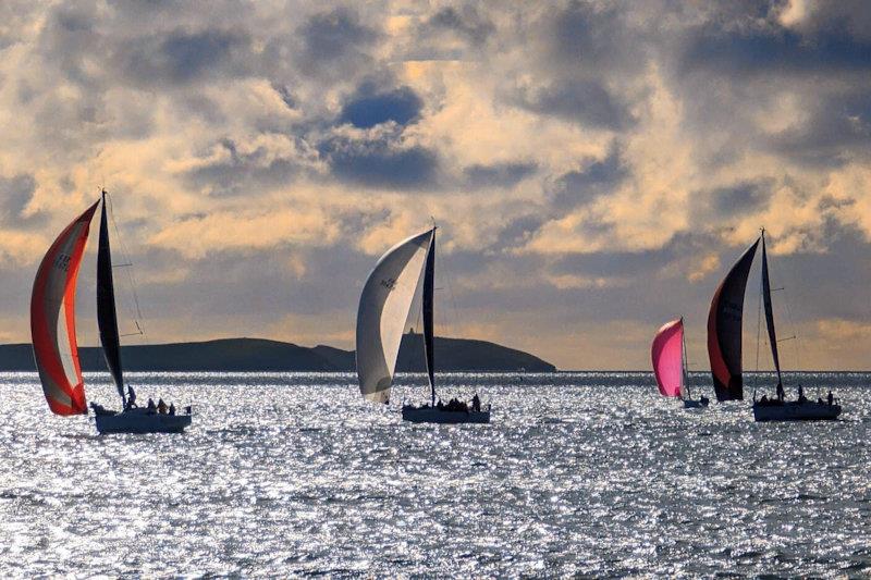Panache, Mojito, Joskin and Finally heading offshore to the next mark - Pwllheli Autumn Challenge Series week 4 photo copyright Peter Sinclair Gill taken at Plas Heli Welsh National Sailing Academy and featuring the IRC class