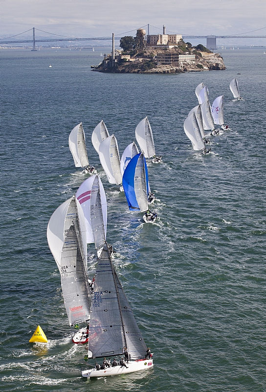 The J105 class reaching towards Alcatraz on day 3 Rolex Big Boat Series photo copyright Daniel Forster / Rolex taken at St. Francis Yacht Club and featuring the J105 class