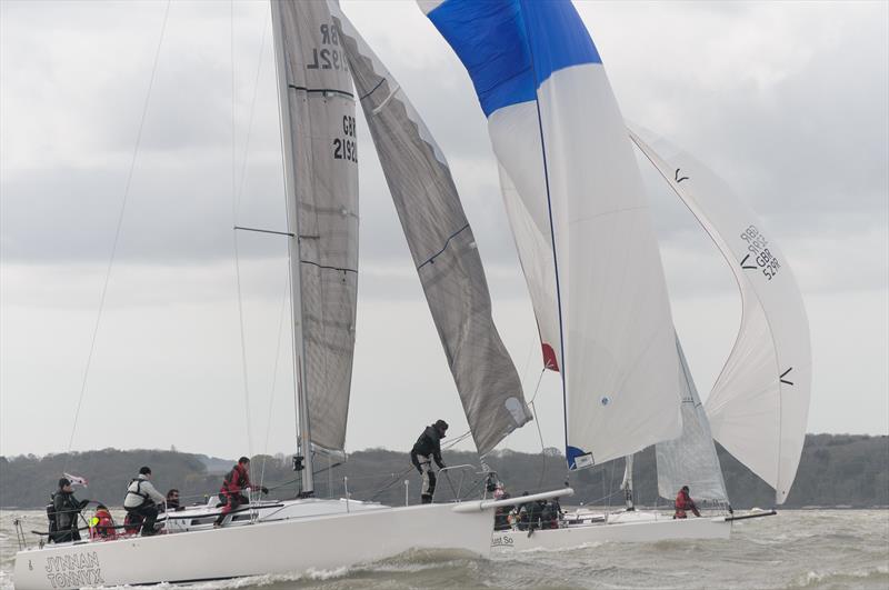 Jynnan Tonnyx and Just So on day 4 of the Helly Hansen Warsash Spring Series photo copyright Iain McLuckie taken at Warsash Sailing Club and featuring the J109 class