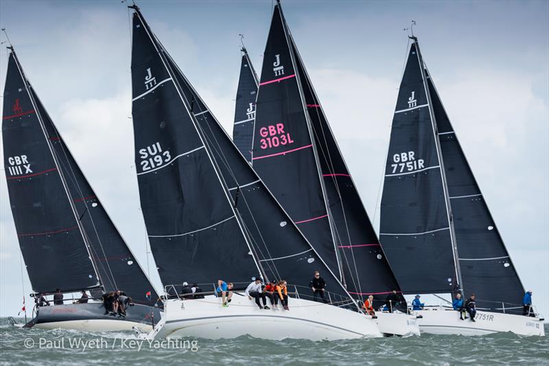 J111 start on day 1 of the Key Yachting J-Cup 2022 photo copyright Paul Wyeth / Key Yachting taken at Royal Ocean Racing Club and featuring the J111 class
