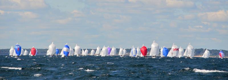 J/24 World Championship at Newport, Rhode Island day 1 photo copyright Christopher Howell taken at Sail Newport and featuring the J/24 class