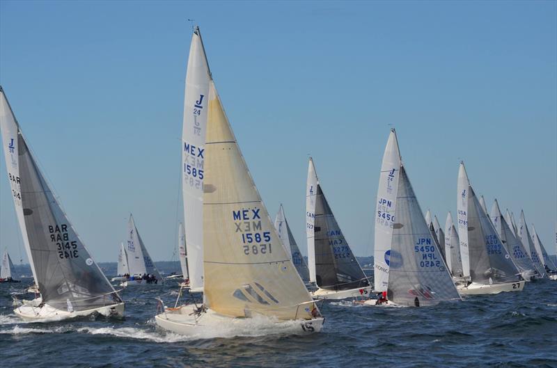 J/24 World Championship at Newport, Rhode Island day 4 photo copyright Christopher Howell taken at Sail Newport and featuring the J/24 class