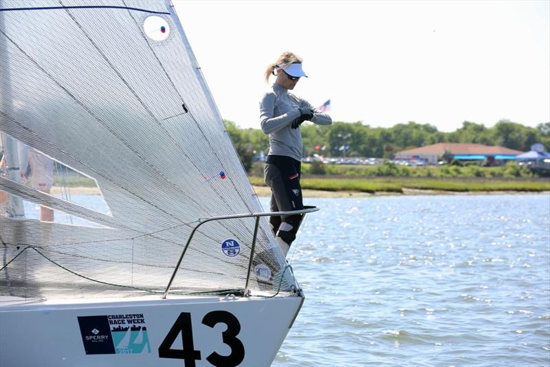 J/24 bow work on day 1 at Charleston Race Week - photo © Charleston Race Week / Meredith Block