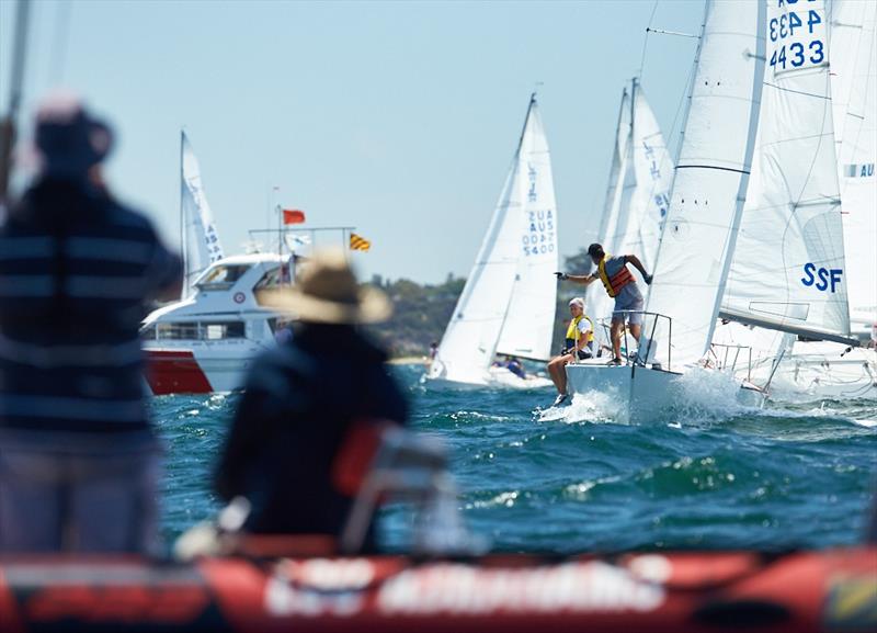 Start line action – great shot - 2018 Monjon J24 Nationals – Day 3 photo copyright Luis Ferreiro taken at Sandringham Yacht Club and featuring the J/24 class