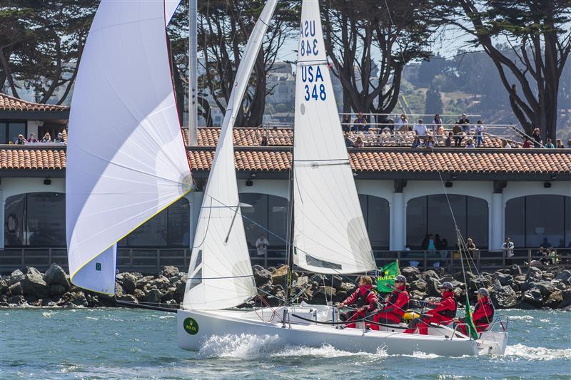 Andy Costello's DOUBLE TROUBLE won overall in the J70 class at the Rolex Big Boat Series 2014 photo copyright Daniel Forster / Rolex taken at St. Francis Yacht Club and featuring the J70 class