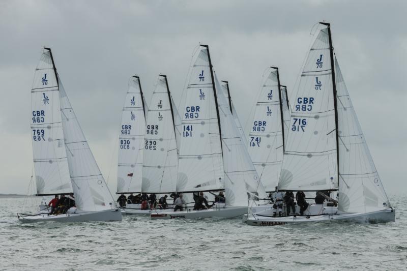 J/70s showing the close and competitive racing amongst this fleet during the Harken May Regatta at the Royal Southern YC photo copyright Jay Haysey / www.globalshots.co.uk taken at Royal Southern Yacht Club and featuring the J70 class