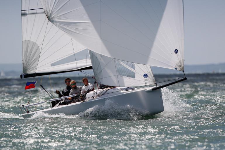 ohnny Goodwin and Jonathan Calascione's Harlequin winner of the J/70 Class in the Royal Southern Yacht Club Champagne Joseph Perrier July Regatta - photo © Paul Wyeth / www.pwpictures.com
