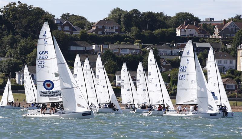 J70 racing on day 2 of Aberdeen Asset Management Cowes Week photo copyright Alan Crowhurst / Getty Images taken at Cowes Combined Clubs and featuring the J70 class