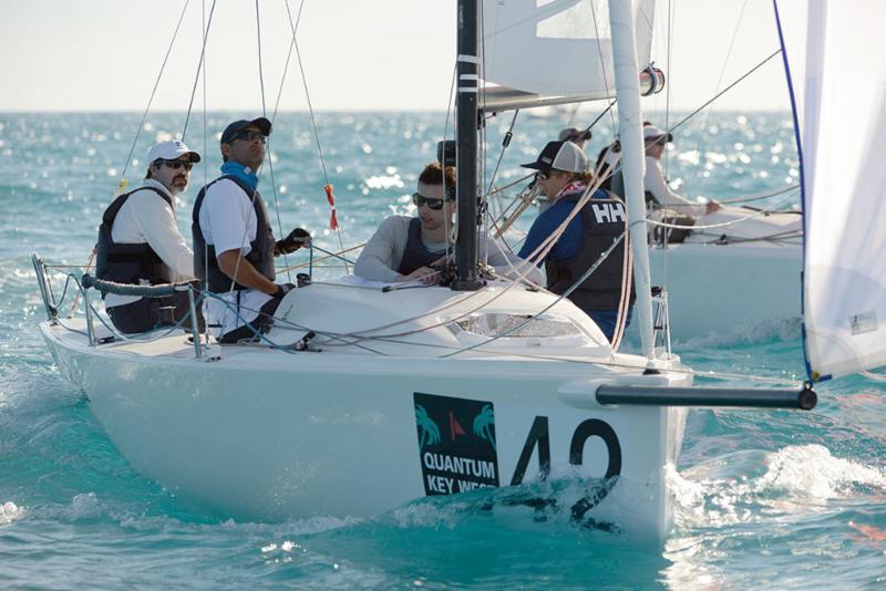 Tim Healy's New England Ropes has wrested away the lead in the J/70 Class with one race to go at Quantum Key West Race Week photo copyright Quantum Key West Race Week / www.PhotoBoat.com taken at Storm Trysail Club and featuring the J70 class