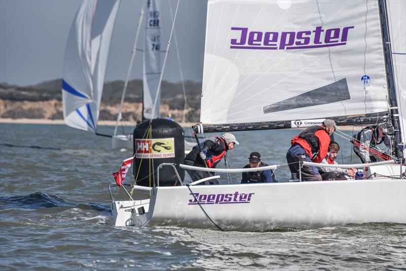 Jeepster on day 5 of the Helly Hansen Warsash Spring Series photo copyright Andrew Adams / www.closehauledphotography.com taken at Warsash Sailing Club and featuring the J70 class