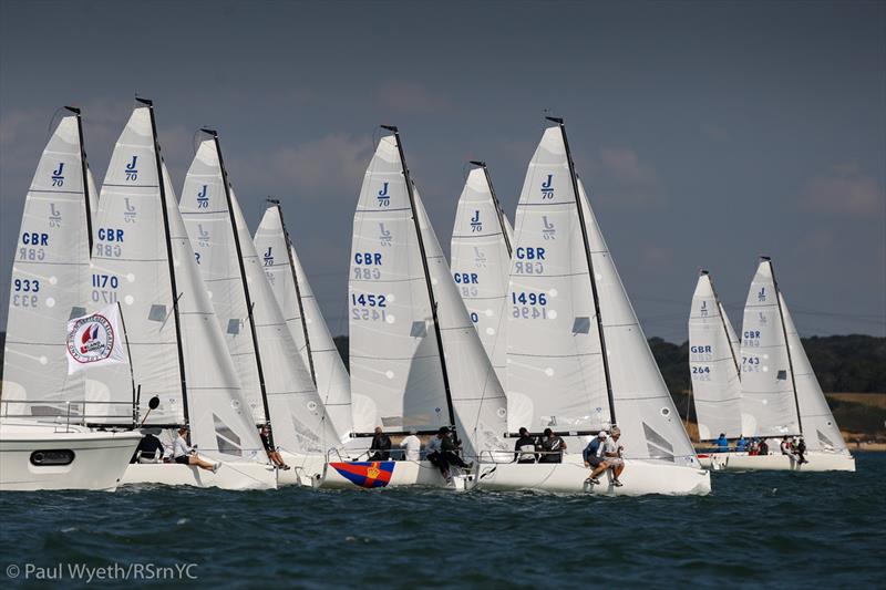 J70 start on day 2 of the Land Union September Regatta photo copyright Paul Wyeth / RSrnYC taken at Royal Southern Yacht Club and featuring the J70 class