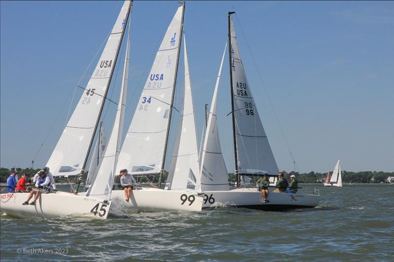 In the highly competitive J70 Class, Brian Keane's Savasana wins the overall division (USA-96), while Henry Filter's Wild Child (USA-45) goes on to win the 13-strong Corinthian fleet photo copyright Beth Akers taken at Charleston Yacht Club and featuring the J70 class