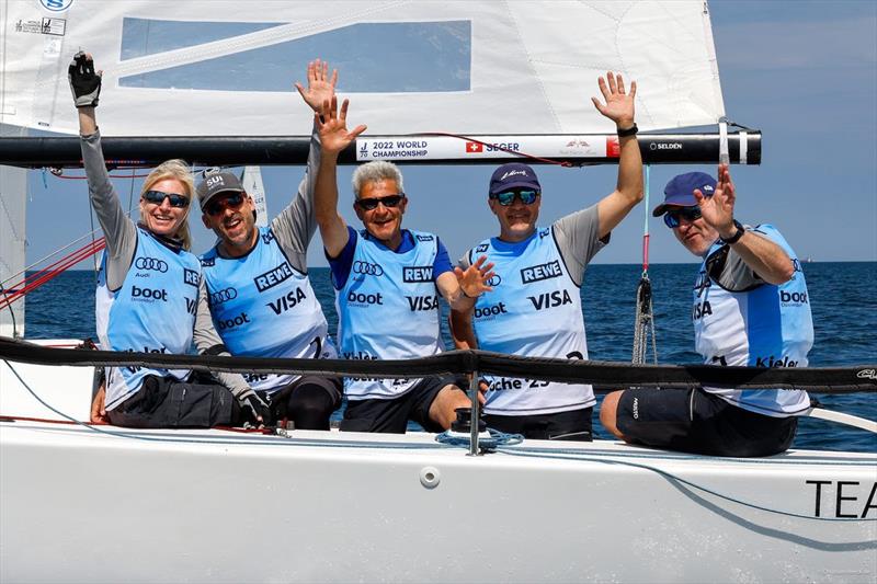 Stefan Seger (right) and his crew won the J/70 championship competition at Kiel Week 2023 photo copyright Kiel Week / ChristianBeeck.de taken at Kieler Yacht Club and featuring the J70 class