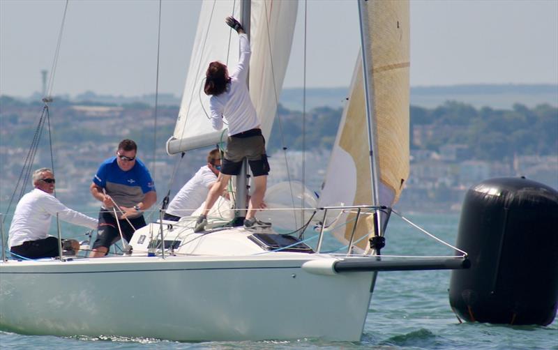 Kevin Sproul's J/80 J.A.T. wins the J/80 Open Nationals at Hamble photo copyright Louay Habib / RSrnYC taken at Royal Southern Yacht Club and featuring the J80 class