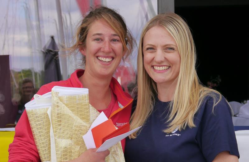 Claire Montecot receiving a special award from North Sails' Molly Brown on day 3 of the J/80 World Championships - photo © Graham Nixon / RSrnYC