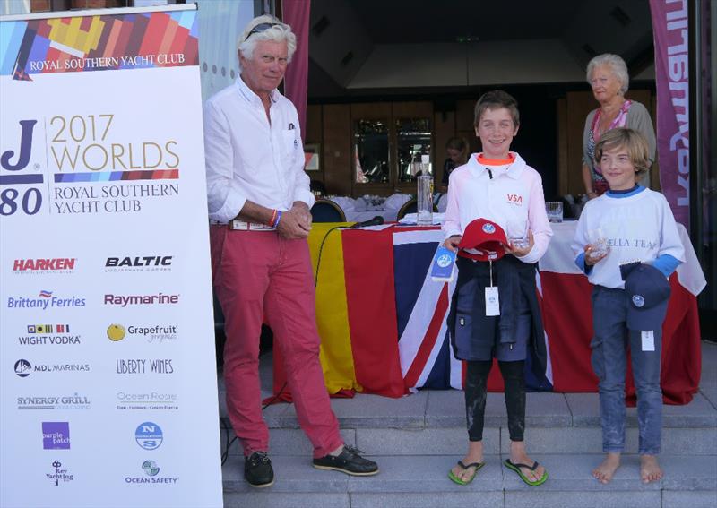 A special prize for two of the youngest competitors at the J/80 World Championship - photo © Graham Nixon / RSrnYC