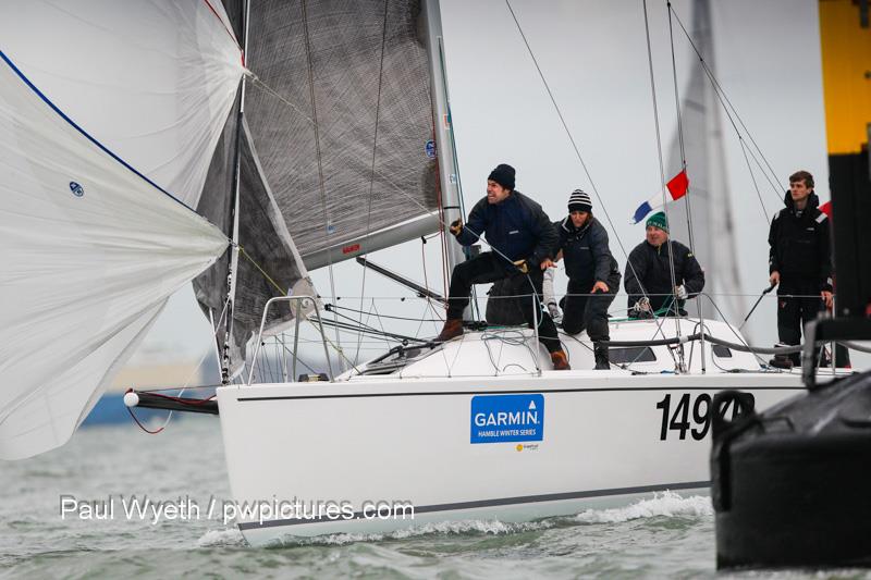 Induljence on day 8 of the Garmin Hamble Winter Series photo copyright Paul Wyeth / www.pwpictures.com taken at Hamble River Sailing Club and featuring the J/97 class