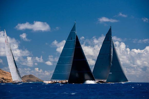Velsheda, Topaz & Ranger during the Saint Barths Round the Island Race photo copyright Cory Silken taken at Saint Barth Yacht Club and featuring the J Class class