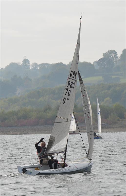 Victory wave from Alf Hawksworth at the finish of race four during the K1 Inlands at Carsington photo copyright Lindsey Bowd taken at Carsington Sailing Club and featuring the K1 class