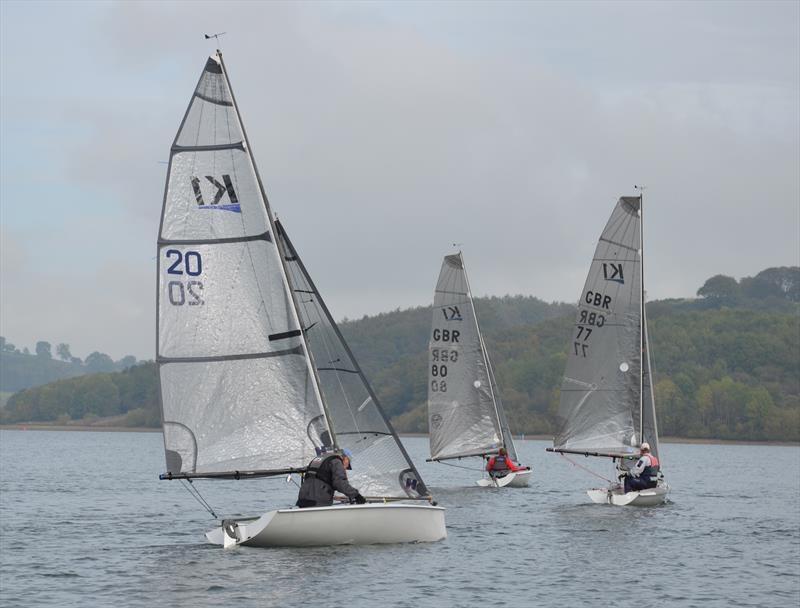 Bill Jubb (20) chases John Shimell (77) & Alan Russell (80) during the K1 Inlands at Carsington photo copyright Lindsey Bowd taken at Carsington Sailing Club and featuring the K1 class