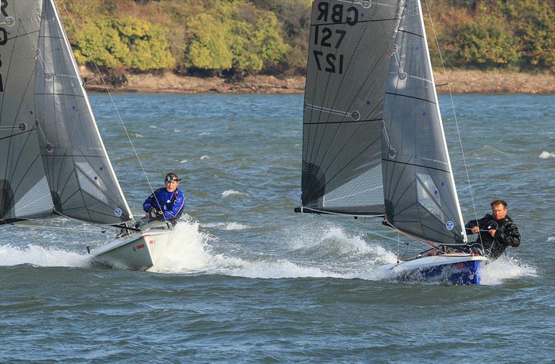 Jeff Vander Borght (right) and Mike Commander approaching the leeward mark photo copyright Garnett Showell taken at Teign Corinthian Yacht Club and featuring the K1 class