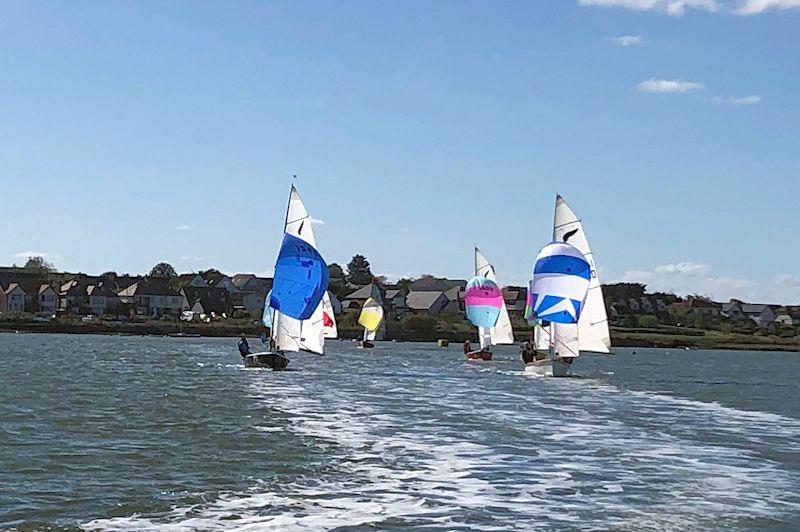 Duelling for the lead on the run out of the creek - Kestrel Eastern Area Championships at Maylandsea Bay photo copyright Vicky Broomfield taken at Maylandsea Bay Sailing Club and featuring the Kestrel class
