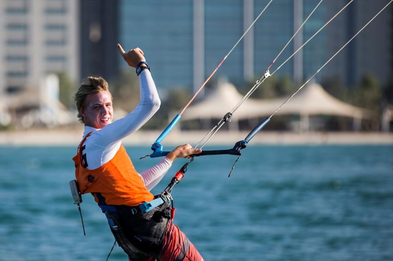 Olly Bridge wins ISAF Sailing World Cup Final, Abu Dhabi  photo copyright Pedro Martinez / Sailing Energy / ISAF taken at Abu Dhabi Sailing & Yacht Club and featuring the Kiteboarding class