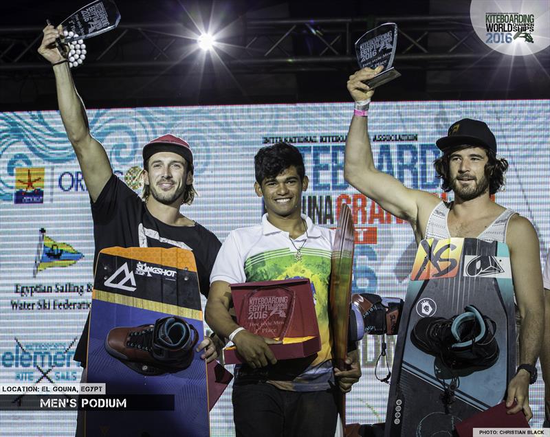 (l-r) Youri Zoone (NED), Carlos Marios (BRA),Alex Pastor (ESP) at the 2016 IKA Kiteboarding World Championships photo copyright Christian Black taken at  and featuring the Kiteboarding class