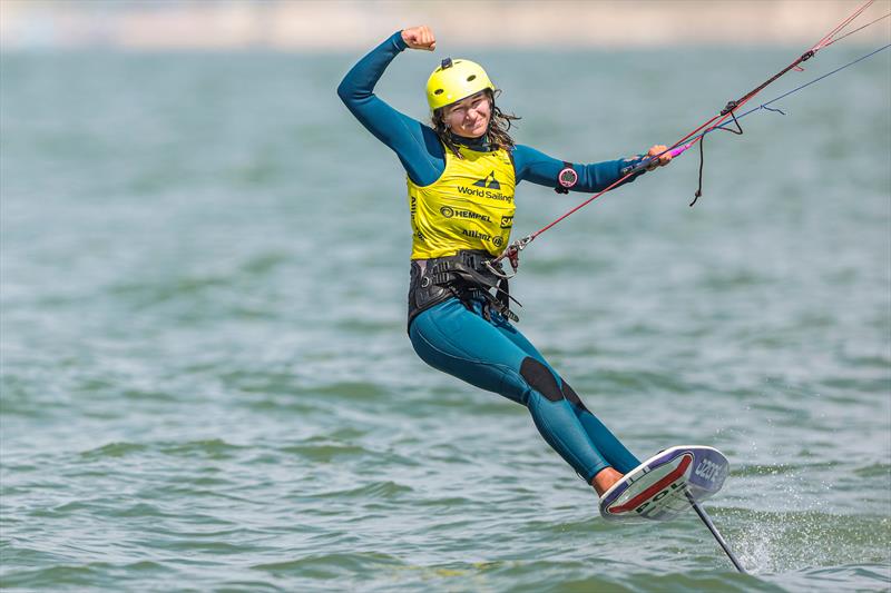 Female kiteboarding gold to Julia Damasiewicz (POL) at the Allianz Youth World Sailing Championships photo copyright Sailing Energy / World Sailing taken at  and featuring the Kiteboarding class
