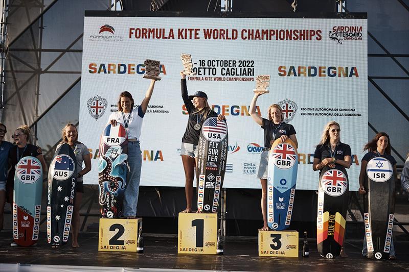 The women's podium - 2022 Formula Kite World Championships photo copyright Robert Hajduk / IKA media taken at  and featuring the Kiteboarding class