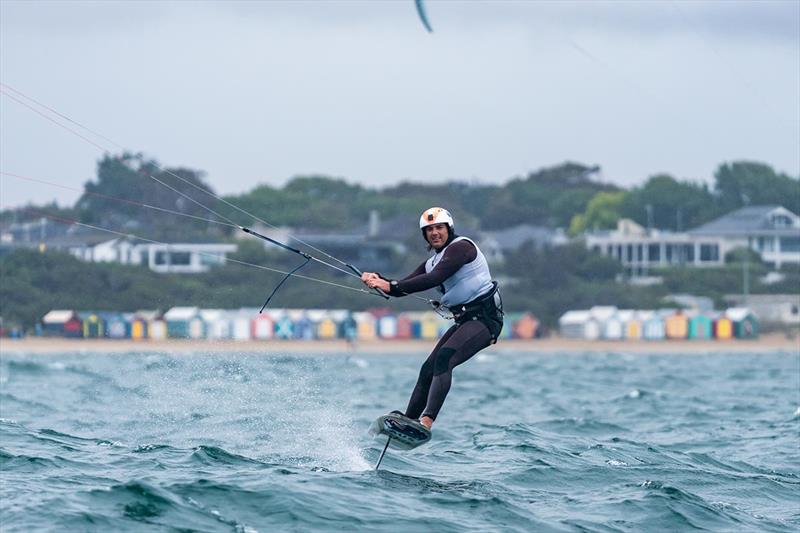 Hector Paturua racing the Formula Kite at 2024 Sail Melbourne (30 Nov - 3 Dec ) hosted by Royal Brighton Yacht Club photo copyright Beau Outteridge taken at Royal Brighton Yacht Club and featuring the Kiteboarding class