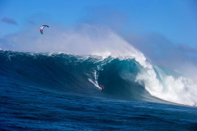 72ft at Jaws - Patri McLaughlin Sets New Kitesurfing World Record photo copyright Fred Pompermayer taken at  and featuring the Kiteboarding class