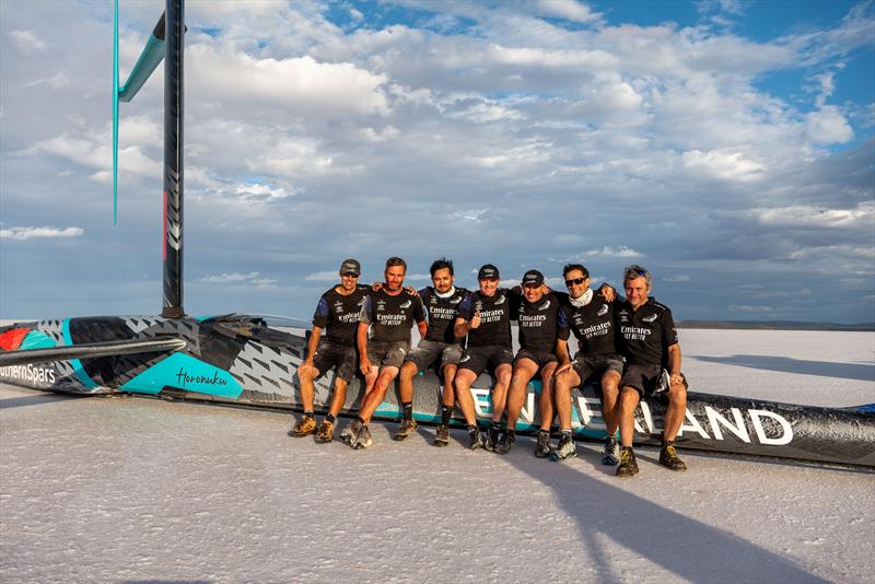 Mission accomplished - Emirates Team New Zealand's wind powered Land Speed World Record attempt at South Australia's Lake Gairdner photo copyright Emirates Team New Zealand/ James Somerset taken at Royal New Zealand Yacht Squadron and featuring the Land Yacht class