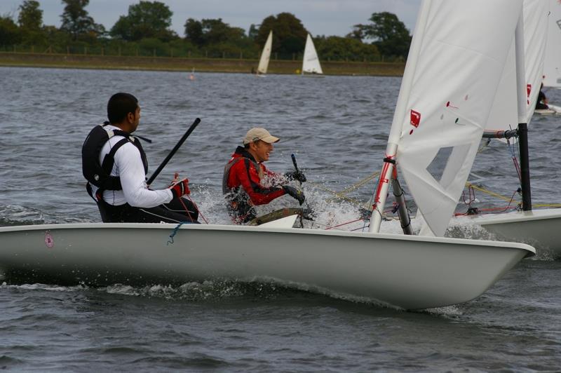 Someones glad they got the overlap during the Island Barn Laser Open photo copyright Jim Champ taken at Island Barn Reservoir Sailing Club and featuring the ILCA 7 class