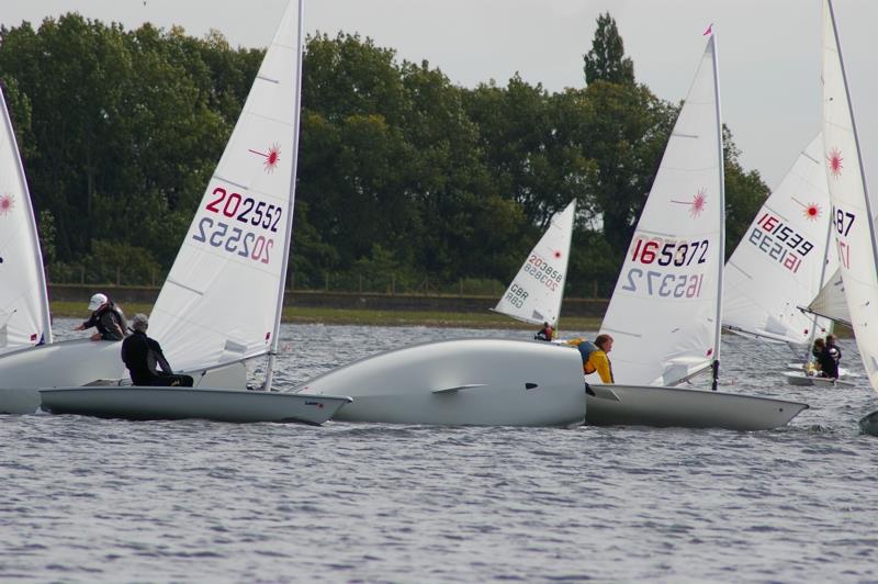 Why its best not to tack in the zone during the Island Barn Laser Open photo copyright Jim Champ taken at Island Barn Reservoir Sailing Club and featuring the ILCA 7 class