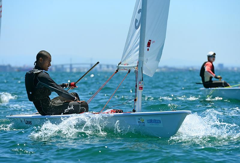 Markson Charlie (PNG) at the ISAF Sailing World Cup Melbourne photo copyright Jeff Crow / Sport the Library taken at Sandringham Yacht Club and featuring the ILCA 7 class